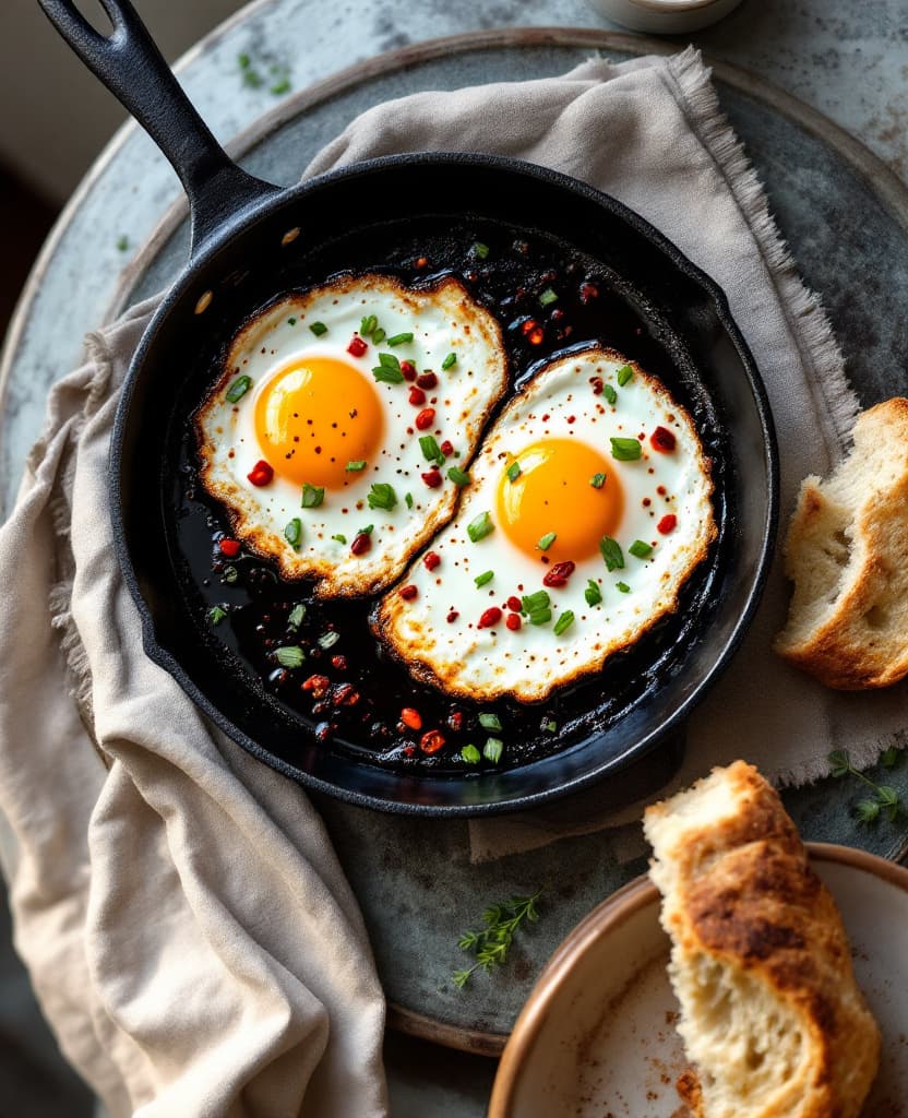 Banh mi op la, eggs in the pan - Vietnam breakfast recipe Banh mi op la, eggs in the pan - Vietnam breakfast recipe