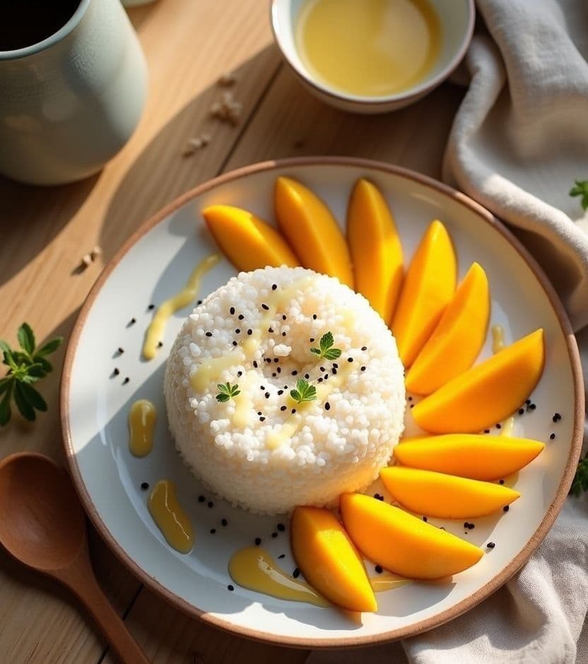 Coconut sticky rice, mango — Thailand breakfast recipe Coconut sticky rice, mango — Thailand breakfast recipe