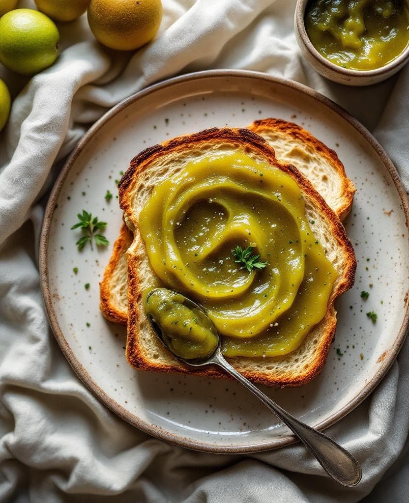 Feijoa jam on toast, New Zealand — New Zealand breakfast recipe Feijoa jam on toast, New Zealand — New Zealand breakfast recipe