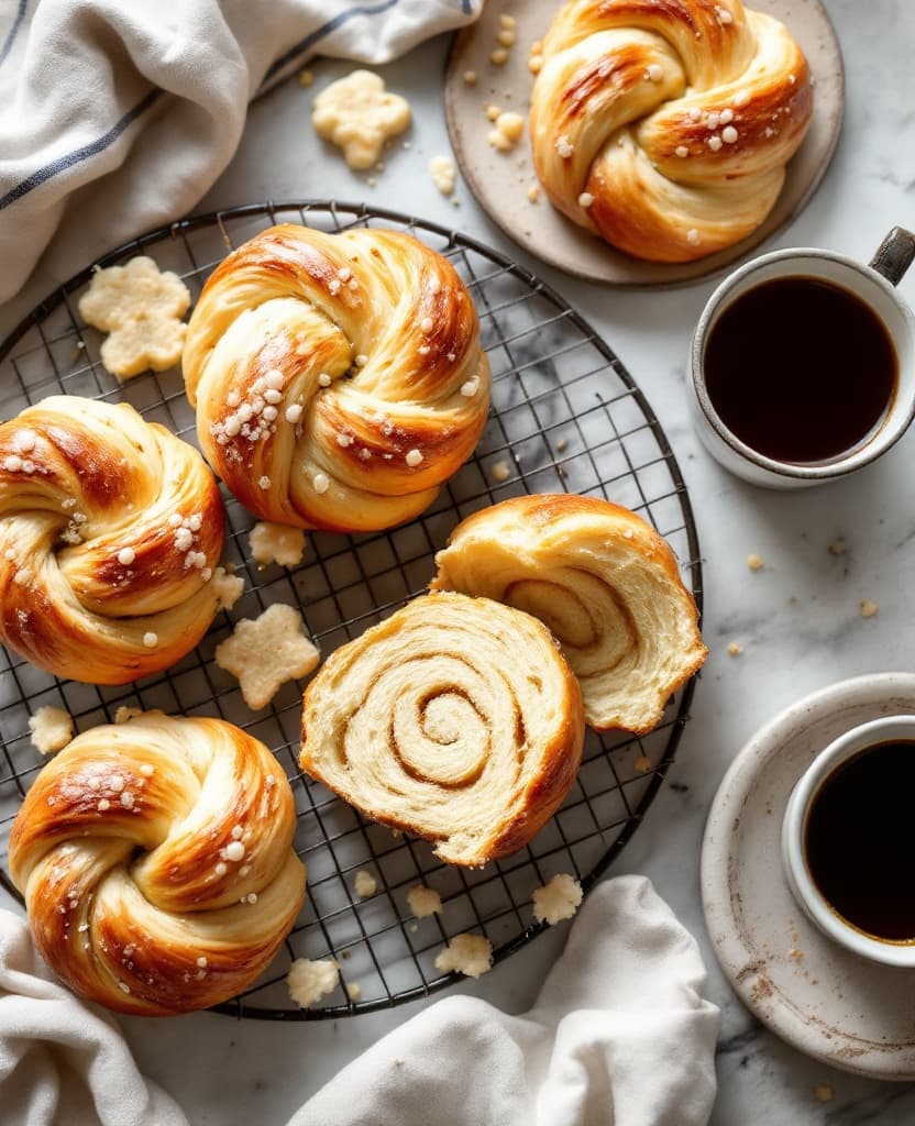 Kardemummabullar, knotted cardamom buns - Sweden breakfast recipe Kardemummabullar, knotted cardamom buns - Sweden breakfast recipe