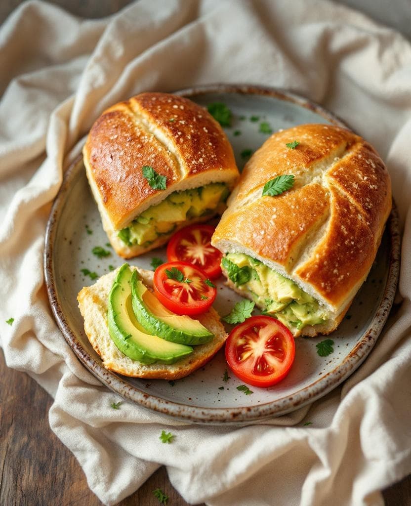 Marraqueta con palta y tomate — Chile breakfast recipe Marraqueta con palta y tomate — Chile breakfast recipe