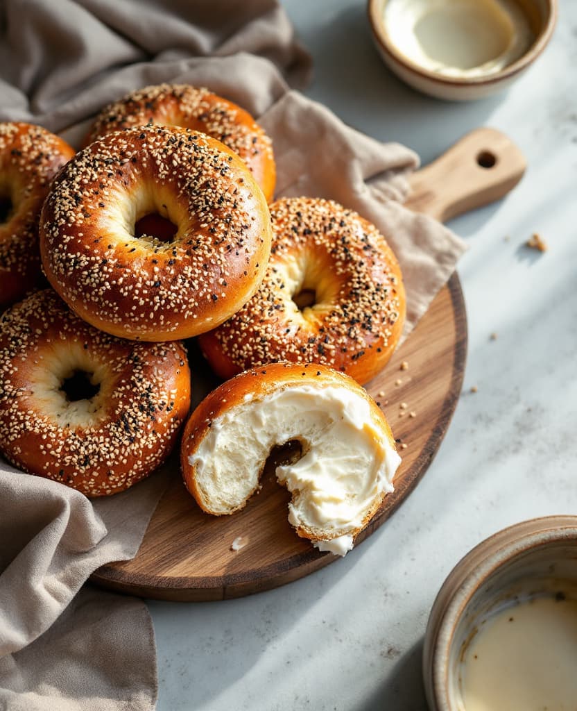 Montreal bagels, honey-boiled and sesame-crusted - Canada breakfast recipe Montreal bagels, honey-boiled and sesame-crusted - Canada breakfast recipe