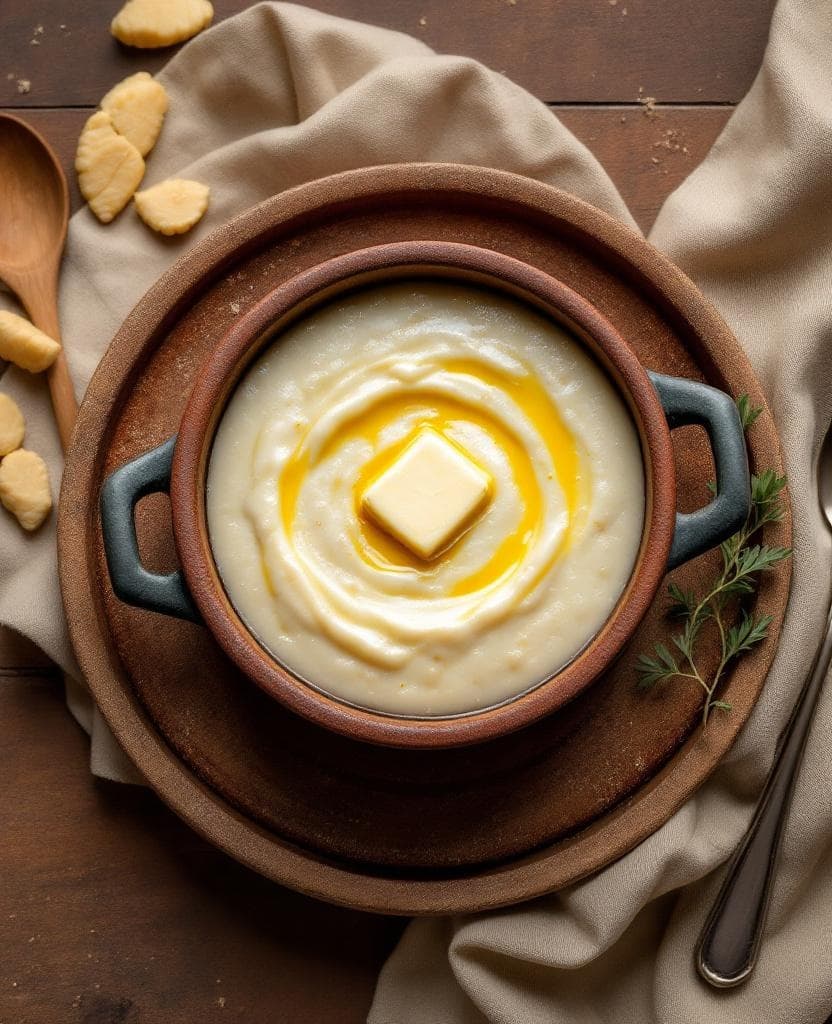 Pap, creamy white maize porridge — South Africa breakfast Pap, creamy white maize porridge — South Africa breakfast