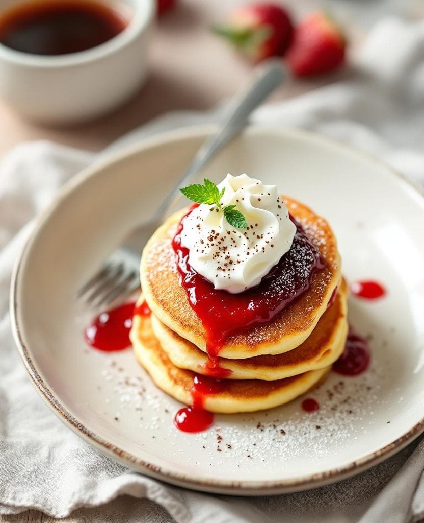 Pikelets with jam & cream.