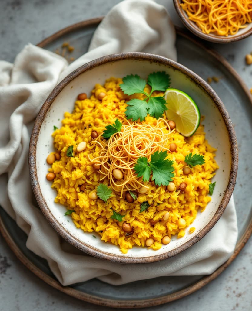 Poha, golden flattened rice โ India breakfast Poha, golden flattened rice โ India breakfast