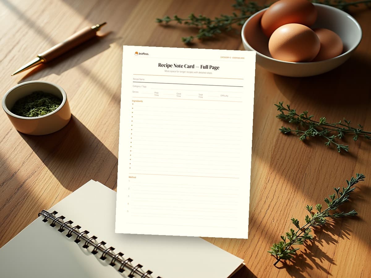 Recipe Note Card โ Full Page