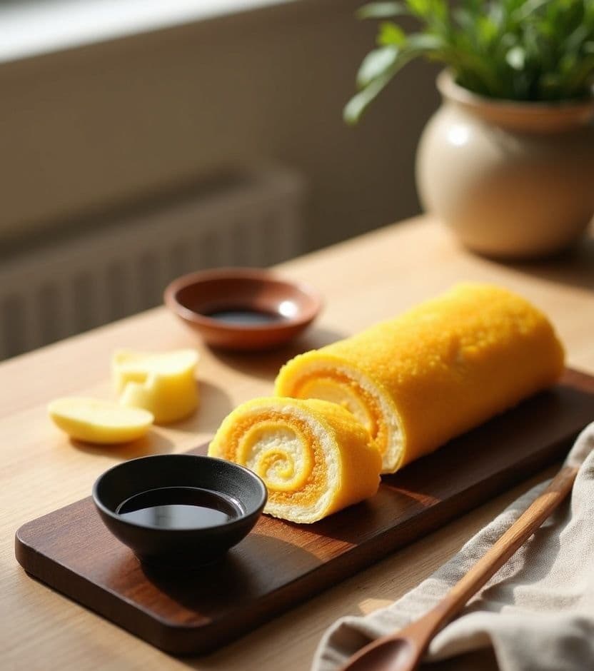 Tamagoyaki, sweet-savory rolled egg — Japan breakfast recipe Tamagoyaki, sweet-savory rolled egg — Japan breakfast recipe